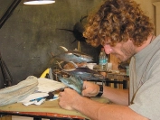 Chris Bladen working on a small statuette Chris Bladen working on a small statuette