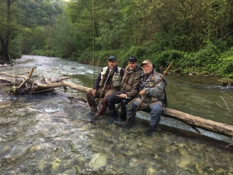Three guys on the stream Three guys on the stream