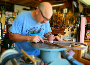 Sanding a landing net Sanding a landing net