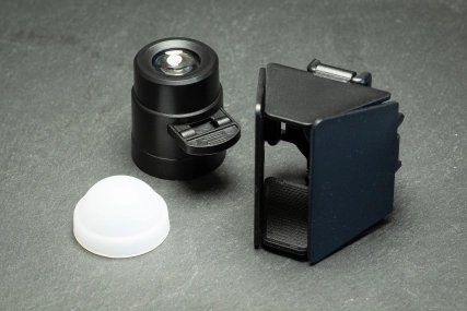 Dome, gobo lens and barn door Dome, gobo lens and barn door