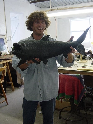 Chris Bladen with a tigerfish Chris Bladen with a tigerfish