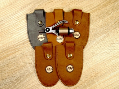 All five finished leather cases All five finished leather cases